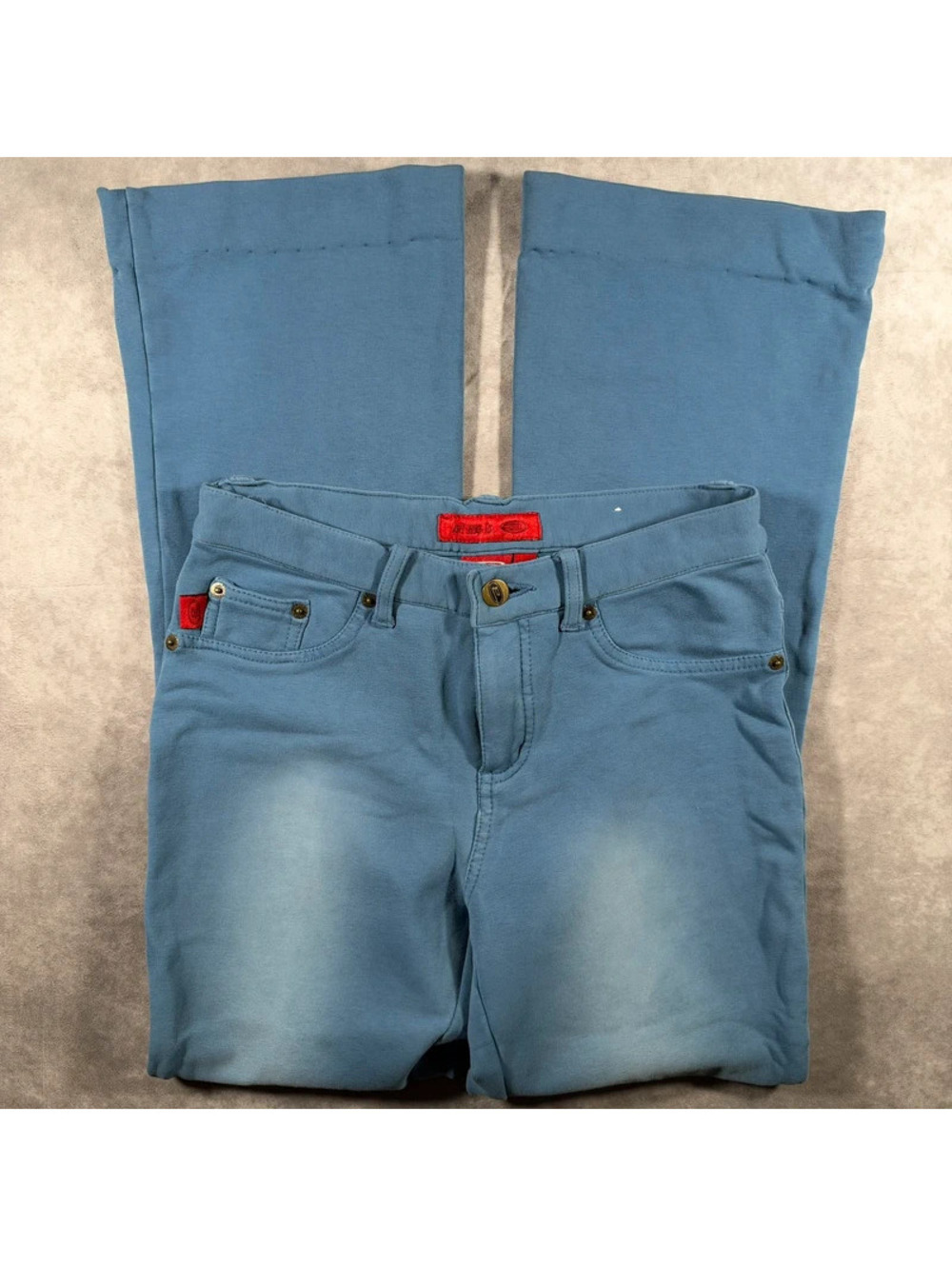 Vintage Y2K Let Me B Womens Slate Blue Low Rise Flare Stretch Pants Size 14
